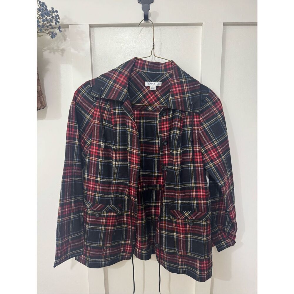 Vintage Pendleton Black and Red Plaid Wool Jacket